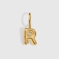 Premium 14K gold plated puffed bubble letter R pendant charm for DIY necklace jewelry - Letter R / Gold