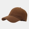 Detail view of a classic brown cotton twill baseball cap with six-panel structure - Adjustable / Brown