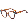 Occhiali cat-eye tartarugati con dettagli geometrici colorati sugli angoli colore C10 - C10-Montatura Demi Lenti Trasparenti