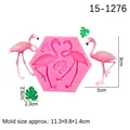 Pink hexagonal silicone mold for flamingo and monstera leaf cake toppers or clay crafts - Pink