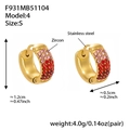 18k gold plated stainless steel small hoop earrings with pink gradient zircon inlay - Red Zirconia (F931-4) / Small