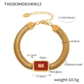 Pulsera para mujer de acero de titanio dorado con piedra de cristal roja rectangular - Pulsera / Vidrio Rojo