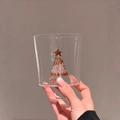 Transparent Christmas tree glass cup with colorful beads and a star topper - Pink