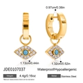 Detailed size and weight specs for gold evil eye earrings in waterproof stainless steel - Eye Pendant Hoop Earrings (JDE0107037)