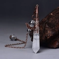 Natural clear quartz hexagonal pendant with vintage bronze wings and copper chain - Antique Bronze Clear Quartz