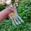 Christmas reindeer acrylic keychain with colorful light pattern charm for DIY jewelry making - Christmas Deer with Fairy Lights Pattern (款4)