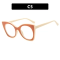 Montatura per occhiali cat-eye in crema e arancione dal design bicolore alla moda - Montatura Caramello Lente Chiara