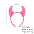 Pink devil horn headband for party dress up, dimensions approximately 16cm by 19cm - Rose Red Small Ox Horns
