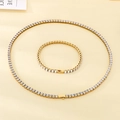 Golden hip hop tennis chain set featuring iced out zircon stones for men and women - 4mm-Bracelet 20cm / Gold
