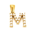 Pendentif lettre M doré orné de perles blanches élégantes et d'une bélière goutte - Lettre M (SP149G-M)