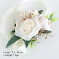 Handmade bridal wrist corsage with white rose and pink peony for wedding party - Light Champagne