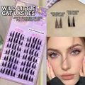 Faux cils en grappe 10-14mm longueurs mixtes avec boîte rose pour maquillage naturel - Style Petit Chat Sauvage Paresseux