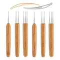 Bamboo dreadlock crochet hook set with 0.5mm and 0.75mm needles and interlocking tools - 0.5mm*3+0.75mm*3+2 Loopers
