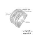 Anello multistrato in acciaio inossidabile argento con design a treccia e strass - US 6 / Color Acciaio