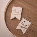 White flag-shaped Thank You card with gold foil print and 4.5x6.4cm dimensions - Bronzing Banner Shape Thank You - White - 4.5*6.4cm