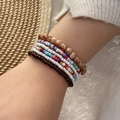 Bohemian multi-layer seed bead bracelet set with marble textures and colorful beads - Brown Marble Texture Style(3#)