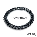 Black plated stainless steel Cuban chain bracelet with spring clasp in 10mm width - 10mm / Black