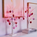 LED birch tree lamp with pink lights and colorful heart ornaments for home decoration - Red and Pink Heart Decoration Tree Light / 60cm/24LED
