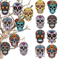 Set di 18 decorazioni teschio colorate Giorno dei Morti con motivi floreali appesi - Modello D / Set da 8 pezzi