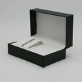 Classic black PU leather watch and jewelry set gift box with ivory white inner lining - Five-Piece Set / 166×108×73mm / Black