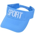 Detailed blue cotton sun visor hat featuring high-quality SPORT embroidery and wide brim - Sky Blue