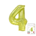 Neon yellow number 4 foil balloon with metallic finish for birthday party decoration - 40-inch Jelly Yellow 4-pack Paper Card