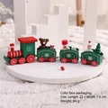 Classic red and green wooden Christmas train with cute bear and snowman figurines - Train / Green