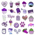 Assorted purple waterproof PVC stickers featuring cute cartoon doodles and daily objects - 50 Sheets/Set / AZ049 Purple Series
