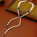 Collana a corpo con perle stile gotico e ciondoli a goccia neri su cornice vintage - Collana-Bianco-Nero