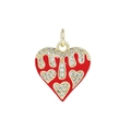 Red enamel heart pendant with 18K gold plating and micro-set cubic zirconia stones - Red