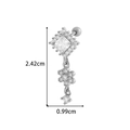 Silver flower pendant stud earring with clear zircon stones on a clean white background - Square Flower (0181-4#) / Silver