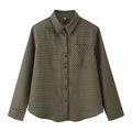 Giacca a camicia classica a quadri a maniche lunghe con spalline e taschino in verde scuro vintage - S / Quadri Vintage Scuri