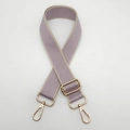 Close-up of adjustable light purple woven shoulder strap with gold metal hooks and buckle - Light Purple / Gunmetal Hardware