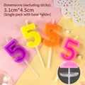 Colorful number 5 birthday candle with base in assorted purple, yellow, orange and pink tones - New Color Number Candle 5
