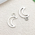 DIY silver hollow crescent moon charms for necklaces and handmade jewelry crafts - Hollow Moon and Star Necklace / 10x17mm