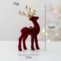 Adorno de reno navideño en rojo oscuro aterciopelado con cuernos dorados 15cm - Rojo Vino Flocado