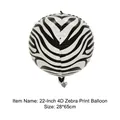 Globo 4D de papel de aluminio de 22 pulgadas con estampado de cebra y rayas de animales - Esfera 4D de 22 Pulgadas con Estampado de Cebra