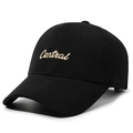 Casquette de baseball en coton noir avec broderie Central beige sur le devant - Réglable / Noir avec broderie dorée