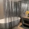 Translucent dark grey waterproof PEVA shower curtain with 3D pebble texture design - 180*180CM / Grey 3D Pebble With Steel Eyelet Magnet
