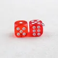 Translucent red acrylic dice pendant with silver metal ring for DIY keychain jewelry - 14mm (No Loop) / Red