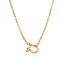 18k gold plated stainless steel box chain necklace with a classic horseshoe shackle pendant - Shackle Clasp Necklace / Gold Style