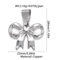 Silver bow pendant in copper for DIY jewelry, measuring 22mm by 28mm for necklaces - YSN007-12 Silver Bow