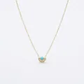 S925 sterling silver fan-shaped necklace with turquoise and sparkling crystal accents - Semi-circle Fan Design / Gold