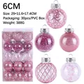 30-piece 6cm pink Christmas ball ornaments set in various styles for tree decoration - 30 Pieces Set (6cm) / Pink