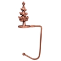 Bronze metal Christmas stocking hook featuring a 3D Christmas tree design for fireplace - Christmas Tree / Copper