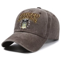 Dunkelgraue Baseballkappe aus gewaschener Baumwolle mit Retired Air Force Stickerei und Emblem - Kaffeebraun