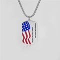 Silver stainless steel dog tag necklace with US flag and patriotic engraving - With 60cm Square Pearl Chain / USA Flag 1 (Dog Tag)