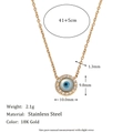 Detail view of 18K gold evil eye necklace dimensions with 41+5cm chain length info - Round Evil Eye Necklace - Gold