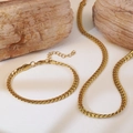 Detail of gold curb chain necklace and bracelet set with lobster clasp and extender - Necklace & Bracelet Set