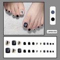 Press-on toenails JJP093-B3 with abstract black white and blue grey textures - JJP093-B3 Black & White Graffiti Smudge